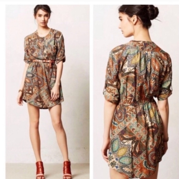 Anthropologie Dresses & Skirts - Anthropology Holding Horses Paisley Palette Smocked Waist Mini Dress Sz S